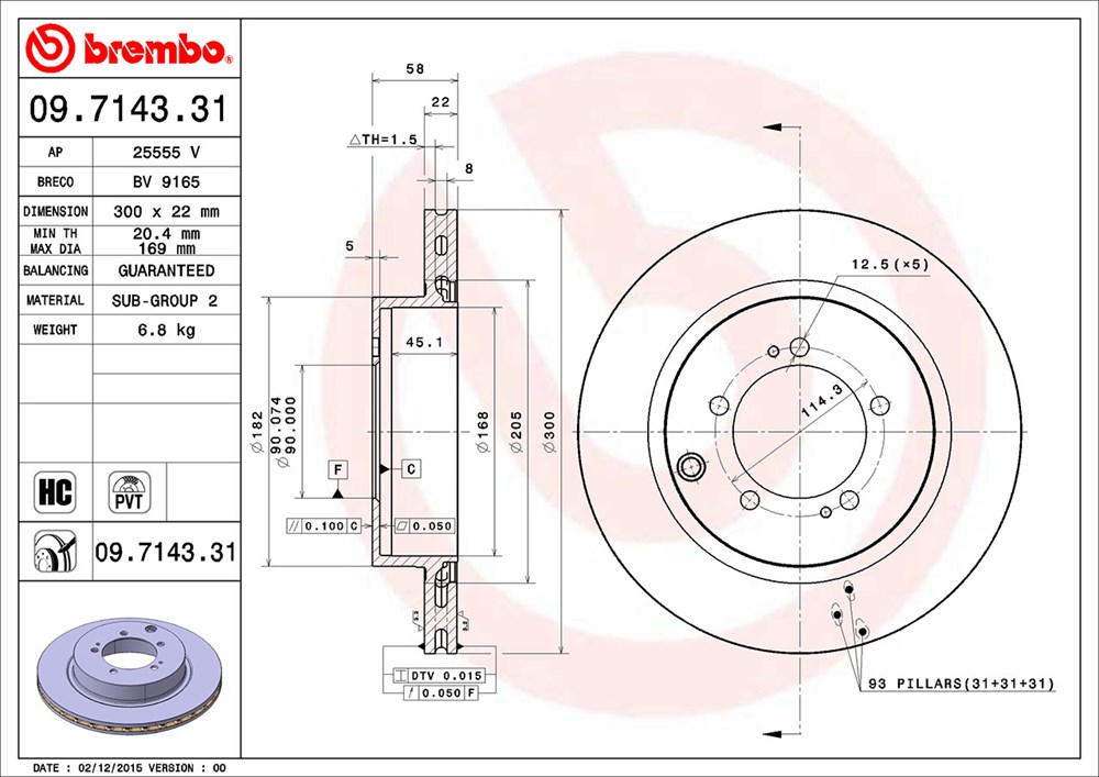 Tarcza hamulcowa BREMBO 09.7143.31