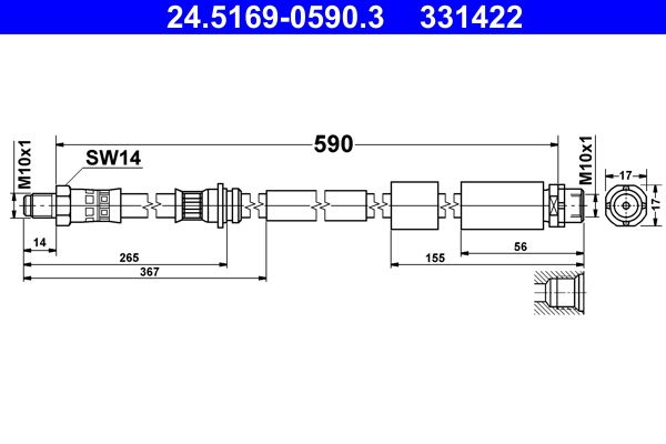 Przewód hamulcowy elastyczny ATE 24.5169-0590.3