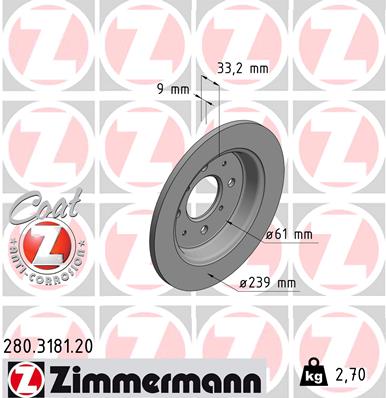 Tarcza hamulcowa ZIMMERMANN 280.3181.20