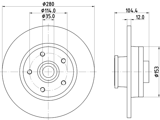 Tarcza hamulcowa HELLA 8DD 355 125-281