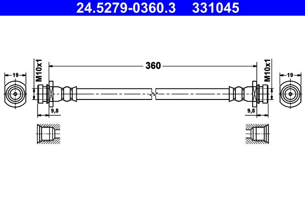 Przewód hamulcowy elastyczny ATE 24.5279-0360.3