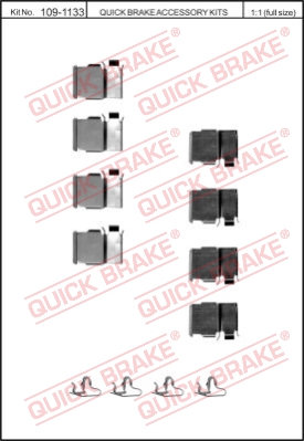 Zestaw akcesoriów montażowych  klocków hamulcowych QUICK BRAKE 109-1133