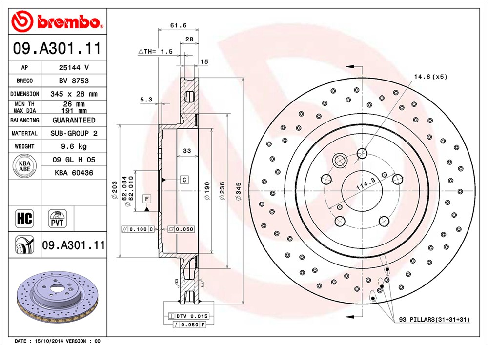 Tarcza hamulcowa BREMBO 09.A301.11