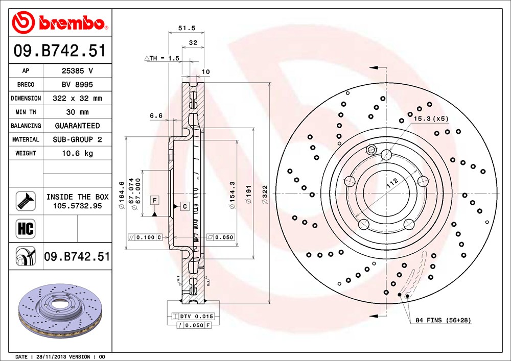 Tarcza hamulcowa BREMBO 09.B742.51