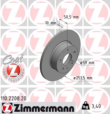 Tarcza hamulcowa ZIMMERMANN 110.2208.20