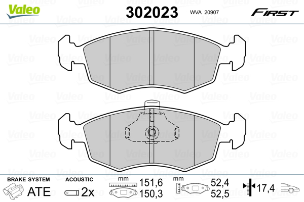 Klocki hamulcowe VALEO 302023