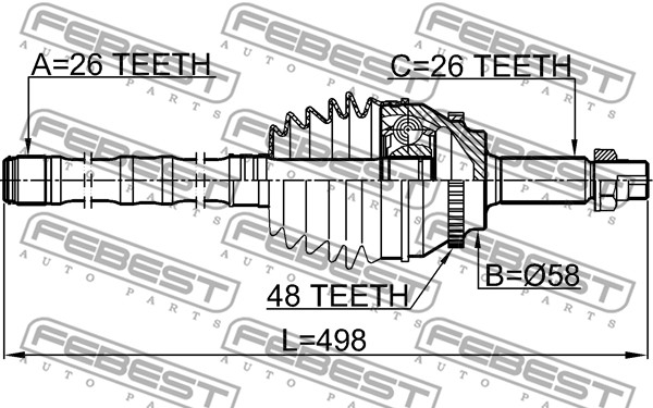 Przegub wału FEBEST 0114-AZT251A48LH