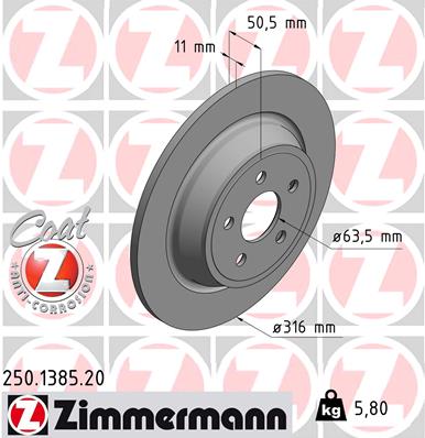 Tarcza hamulcowa ZIMMERMANN 250.1385.20