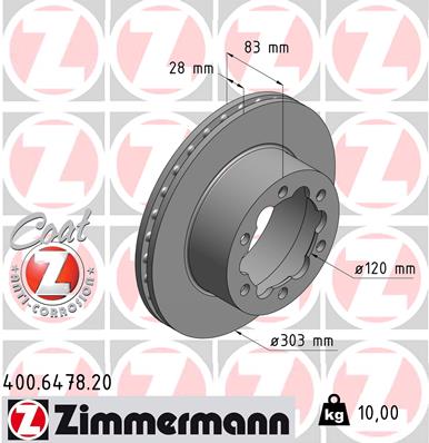 Tarcza hamulcowa ZIMMERMANN 400.6478.20