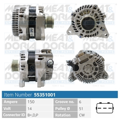 Alternator MEAT & DORIA 55351001