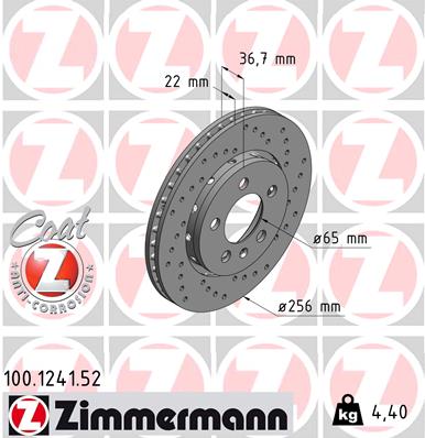 Tarcza hamulcowa ZIMMERMANN 100.1241.52