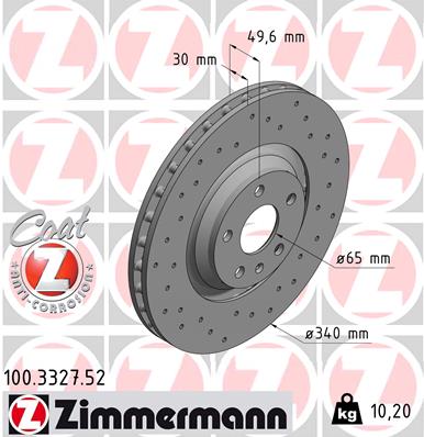 Tarcza hamulcowa ZIMMERMANN 100.3327.52