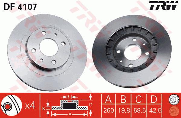 Tarcza hamulcowa TRW DF4107
