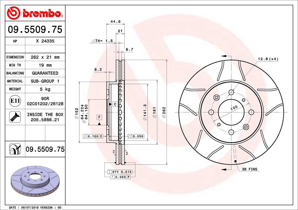 Tarcza hamulcowa BREMBO 09.5509.75