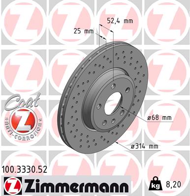 Tarcza hamulcowa ZIMMERMANN 100.3330.52