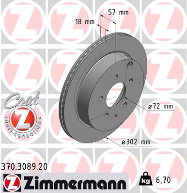 Tarcza hamulcowa ZIMMERMANN 370.3089.20