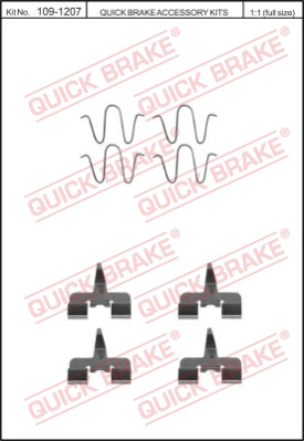 Zestaw akcesoriów montażowych  klocków hamulcowych QUICK BRAKE 109-1207