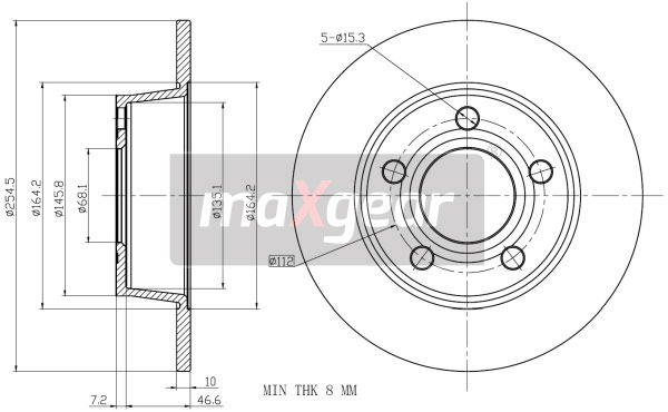 Tarcza hamulcowa MAXGEAR 19-1802