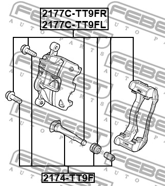 Mocowanie zacisku hamulca - zestaw FEBEST 2177C-TT9FR