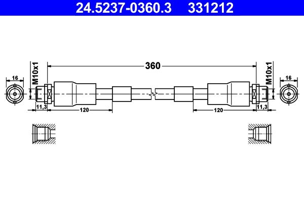 Przewód hamulcowy elastyczny ATE 24.5237-0360.3