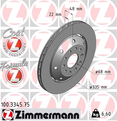 Tarcza hamulcowa ZIMMERMANN 100.3345.75