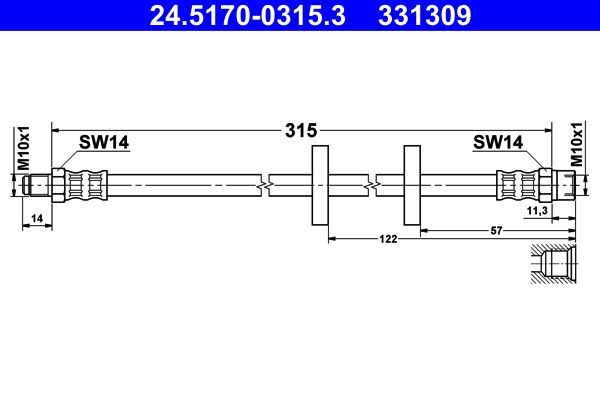 Przewód hamulcowy elastyczny ATE 24.5170-0315.3