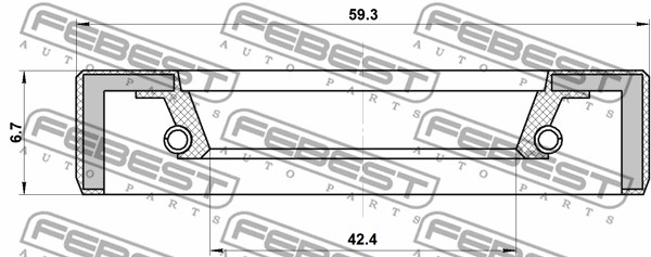 Uszczelniacz wałka, wałek główny mech. skrzyni biegów FEBEST 95FBY-44590707R