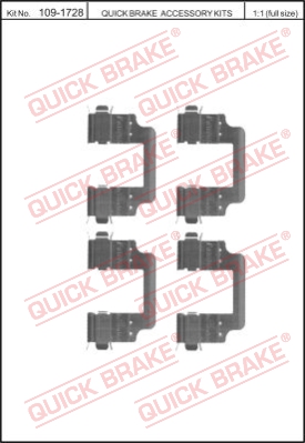 Zestaw akcesoriów montażowych  klocków hamulcowych QUICK BRAKE 109-1728