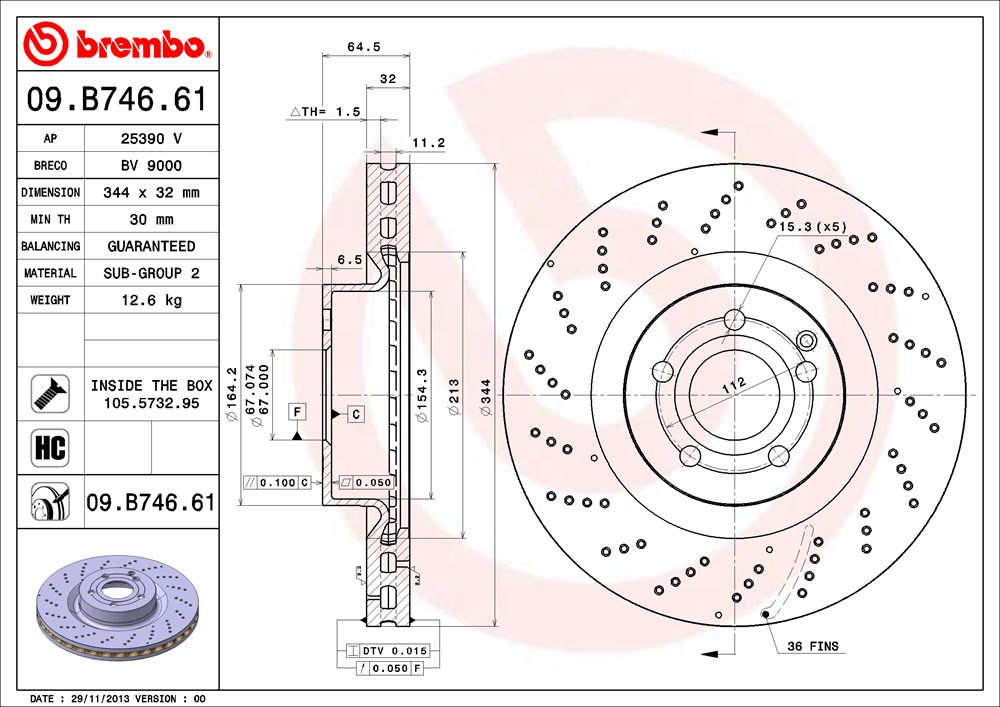 Tarcza hamulcowa BREMBO 09.B746.61