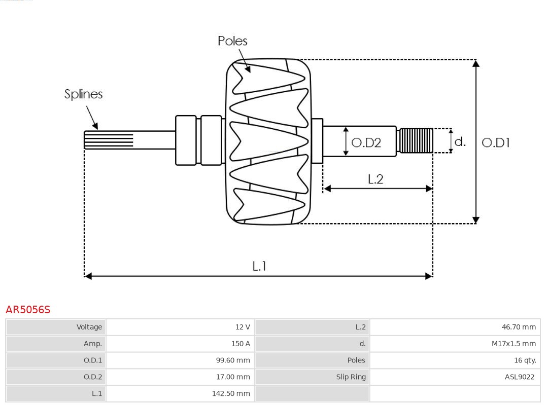 Wirnik, alternator AS-PL AR5056S