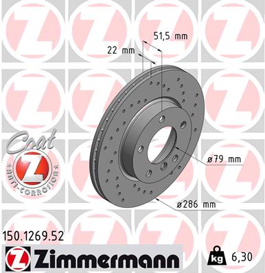 Tarcza hamulcowa ZIMMERMANN 150.1269.52