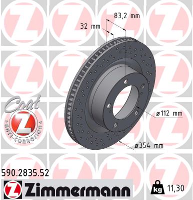 Tarcza hamulcowa ZIMMERMANN 590.2835.52