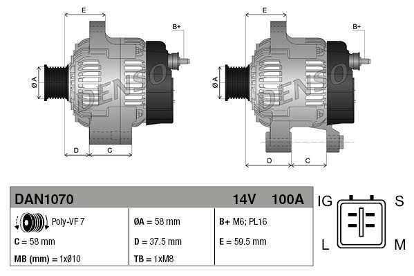 Alternator DENSO DAN1070