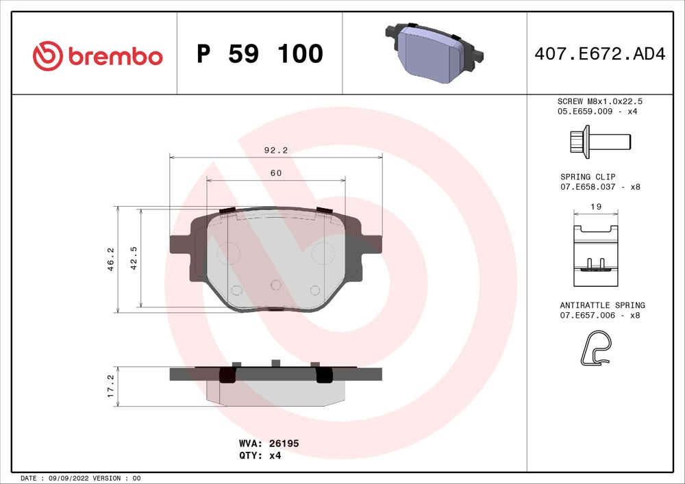 Klocki hamulcowe BREMBO P 59 100