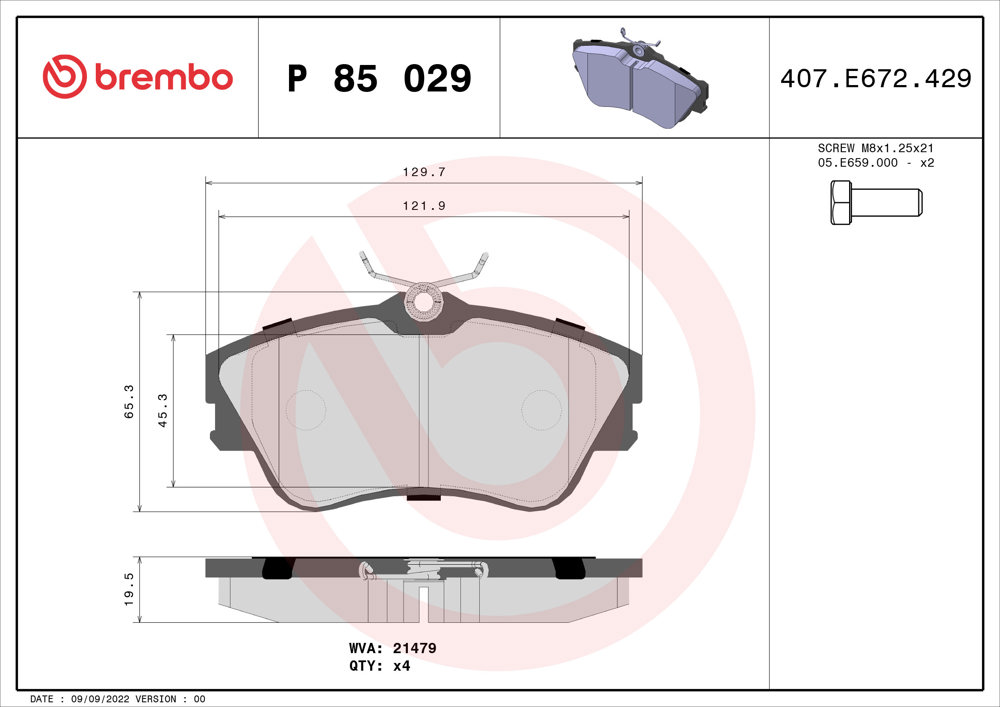 Klocki hamulcowe BREMBO P 85 029