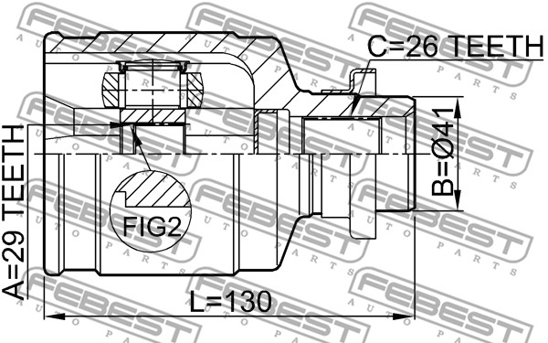 Przegub wału FEBEST 0411-CU204WD