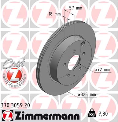 Tarcza hamulcowa ZIMMERMANN 370.3059.20