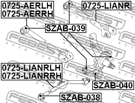 Wahacz zawieszenia koła FEBEST 0725-AERLH