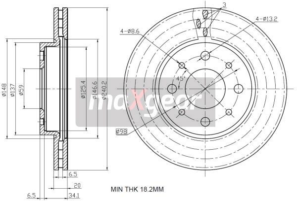 Tarcza hamulcowa MAXGEAR 19-1327