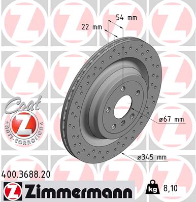 Tarcza hamulcowa ZIMMERMANN 400.3688.20