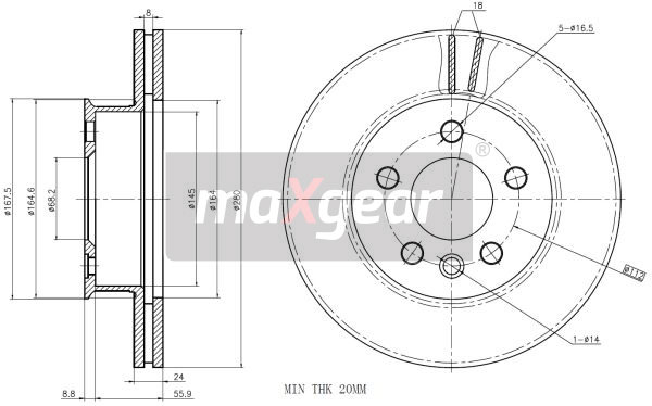Tarcza hamulcowa MAXGEAR 19-0996