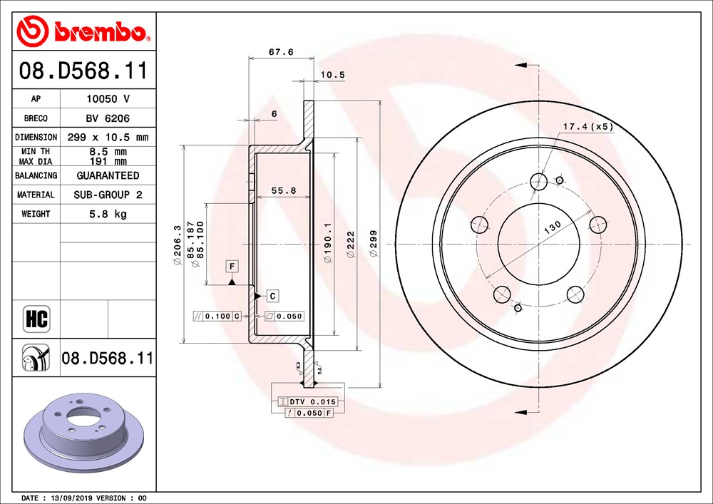Tarcza hamulcowa BREMBO 08.D568.11