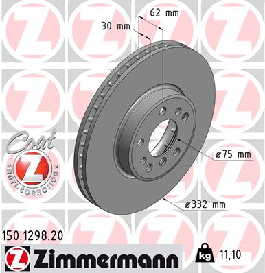 Tarcza hamulcowa ZIMMERMANN 150.1298.20