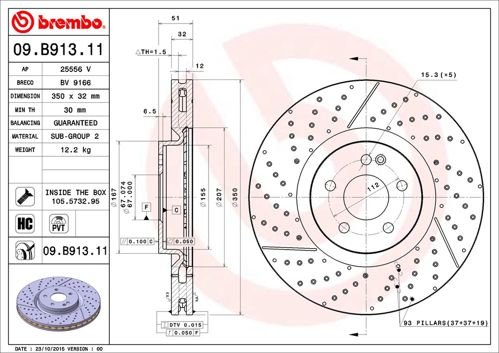 Tarcza hamulcowa BREMBO 09.B913.11