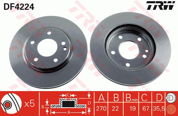 Tarcza hamulcowa TRW DF4224