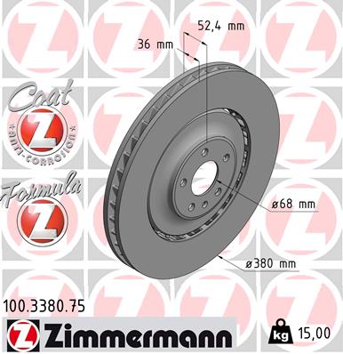 Tarcza hamulcowa ZIMMERMANN 100.3380.75