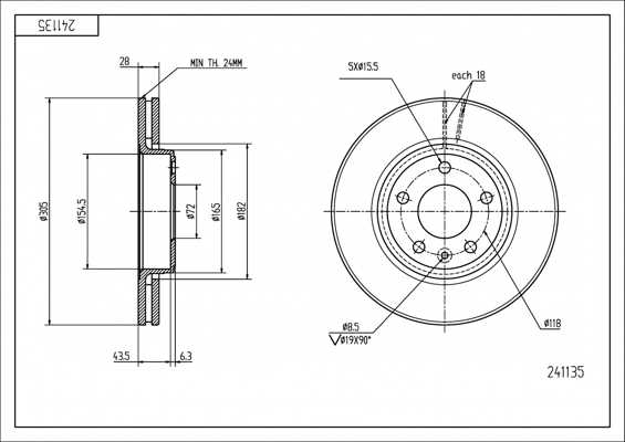 Tarcza hamulcowa HART 241 135