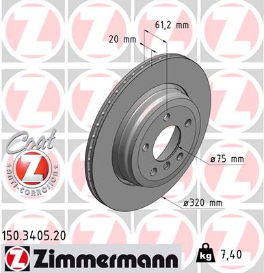 Tarcza hamulcowa ZIMMERMANN 150.3405.20