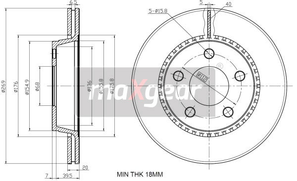 Tarcza hamulcowa MAXGEAR 19-3187