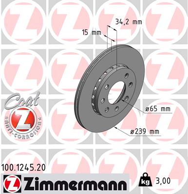 Tarcza hamulcowa ZIMMERMANN 100.1245.20